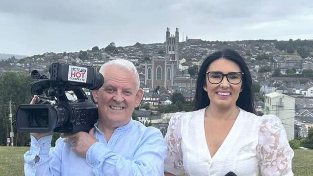 <p class="contextmenu internal_Caption">Hugh O’Brien, producer of Cork TV, and presenter Eilish O’Sullivan</p>