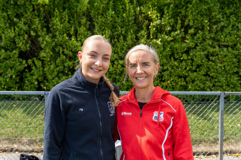 Daugher and mother, Freya Bateman and Rachel Kohler, former Irish captain, who played in the games at the pitch opening. Picture: Noel Sweeney Daugher and mother, Freya Bateman and Rachel Kohler, former Irish captain, who played in the games at the pitch opening. Picture: Noel Sweeney