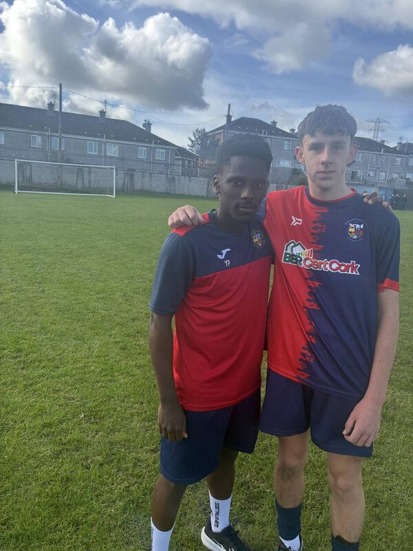 Lakewood Athletic’s Yannick Nyumbe who got on the scoresheet with hat-trick hero Cian O’Flynn against Leeds in their JAKO IRELAND Munster Youth cup at Leeds Park last Sunday afternoon.