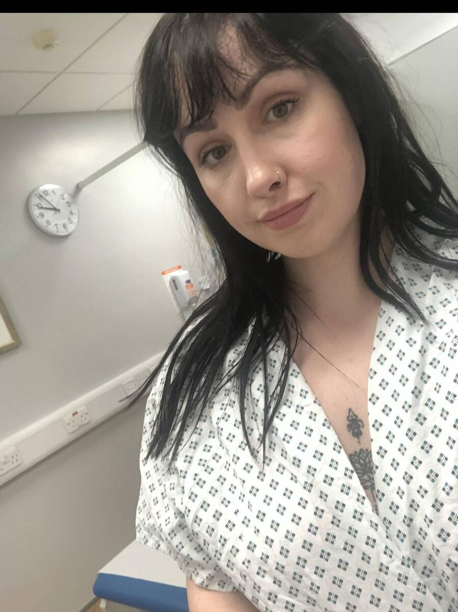 Lorraine in hospital before having an MRI scan. Last year the Cork woman broke a bone in her back. 