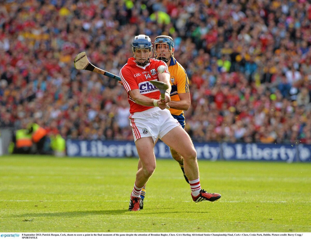 Patrick Horgan scores a point for Cork against Clare late in the drawn 2013 All-Ireland SHC final. Picture: Barry Cregg/Sportsfile