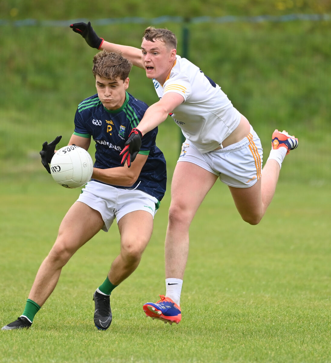 Glanmire's Brian Galvin wins the ball from Bandon's Eolann McSweeney. Picture: Eddie O'Hare
