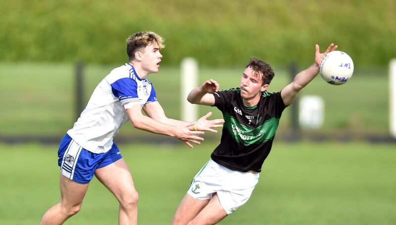 Knocknagree's Gearoid Looney gets off his pass from Nemo Rangers' James O'Donovan in 2020 - the Duhallow side are the only team to have beaten group winners in the quarter-finals of the Premier IFC and SAFC. Picture: Eddie O'Hare