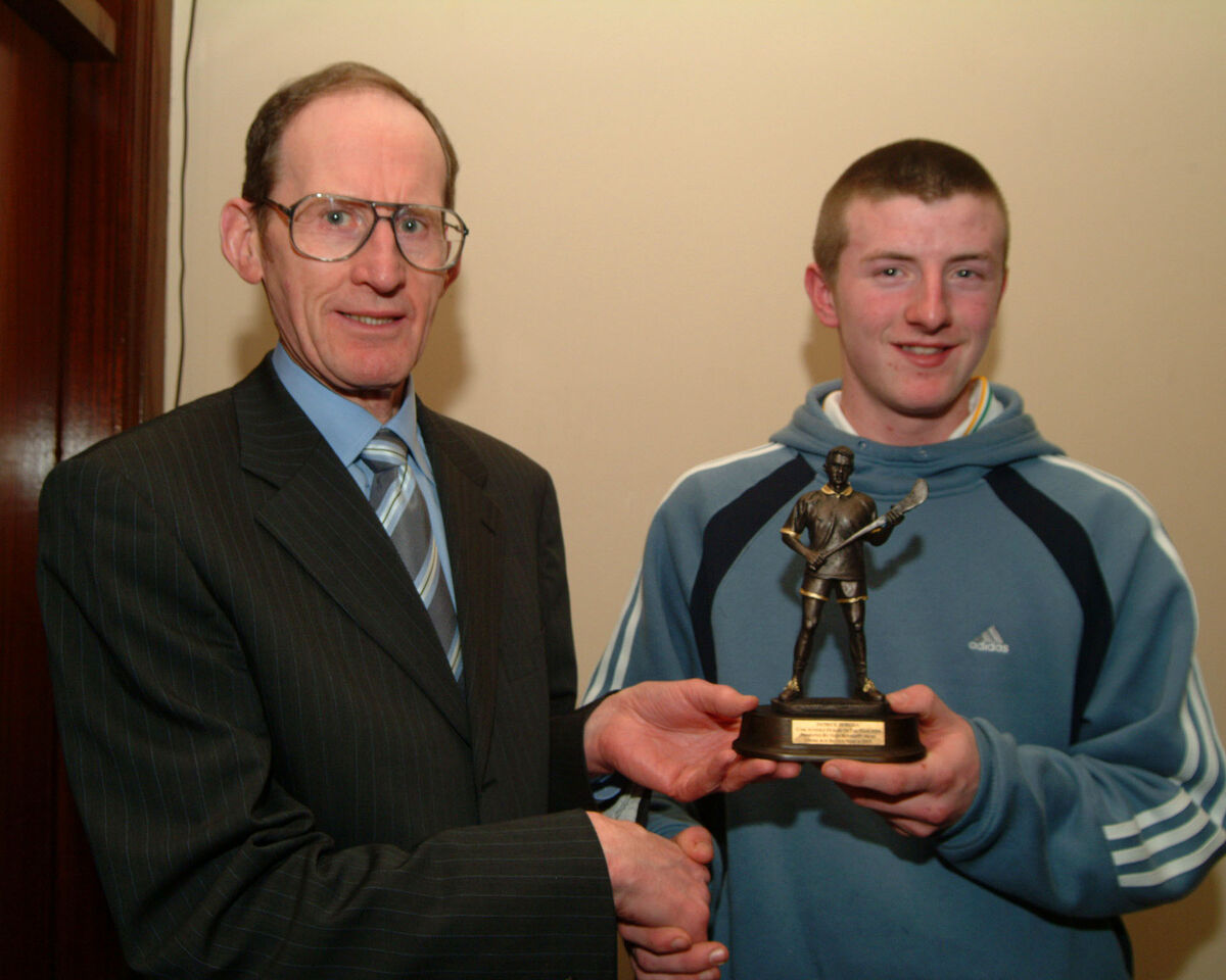 Glen Rovers under-age chairperson Liam Cashman congratulates Patrick Horgan at the club's presentations in March 2005. Picture: Larry Cummins
