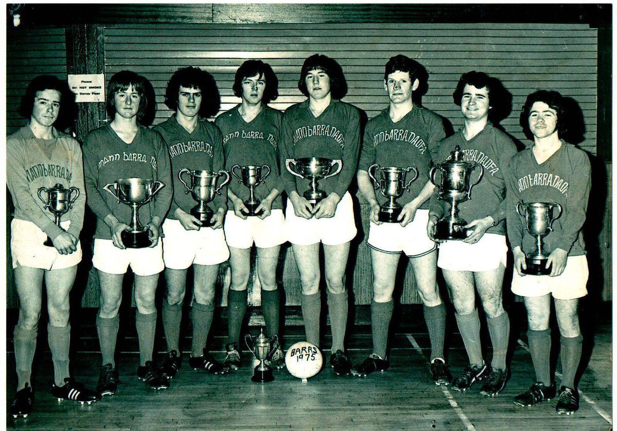 The successful St Finbarr's minor captains of 1975 - from left, Brendan O'Driscoll RIP, Mick Condon, Jamesie O'Callaghan, Anthony Lyons, Christy Ryan RIP, Jimmy Murphy, Don McCarthy RIP, Tom Cooke.