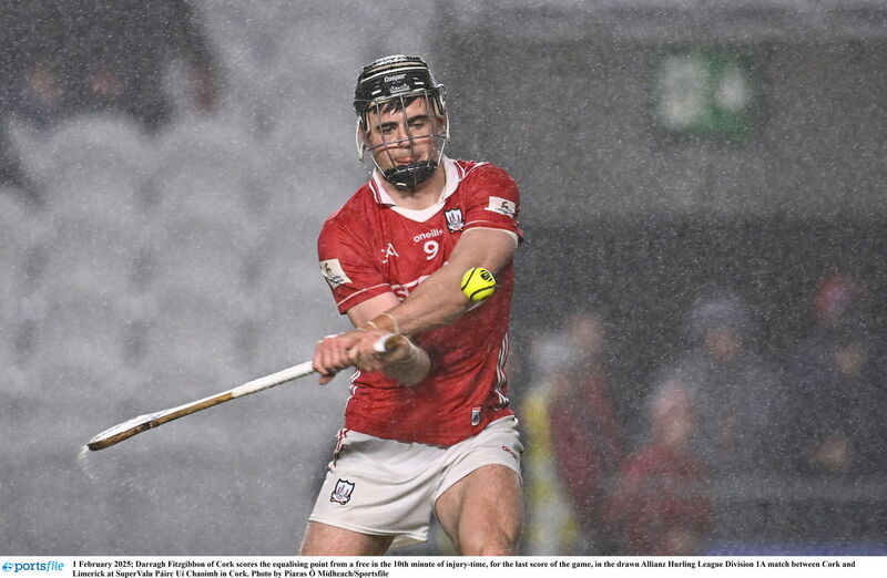 Darragh Fitzgibbon of Cork Scores The Equalitying point from a free Limerick Last Season. Picture: Piaras Ó Mídheach/Sportsfile