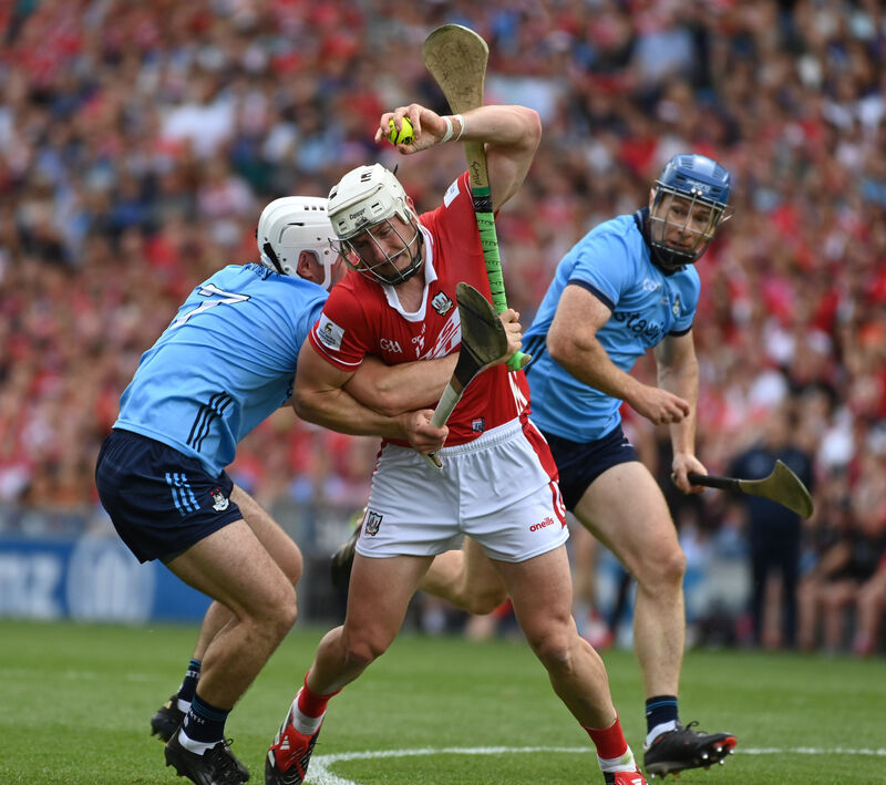 Cork's Patrick Horgan tackled by Dublin's Andy Murphy. Picture: Eddie O'Hare