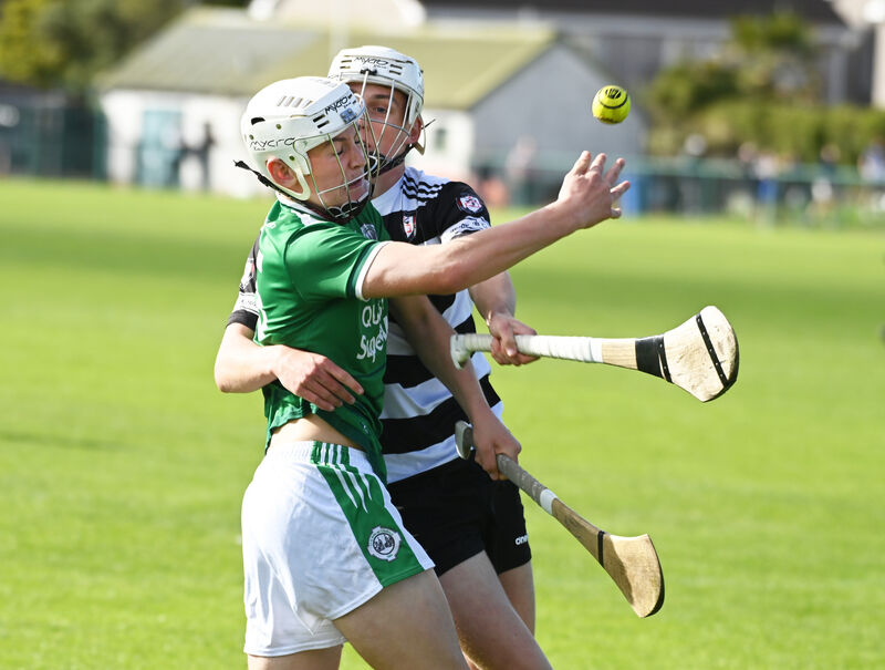 Ballincollig's Shay O'Brien is tackled by Midleton's Finn Cahill. Picture: Eddie O'Hare