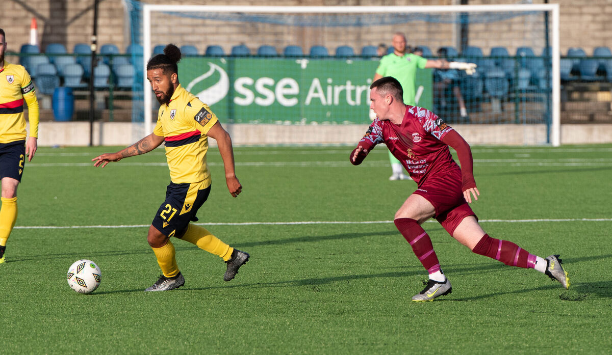 Cobh Ramblers James O'Leary chases after Longford Town's Bastien Hery during the SSE Airtricity Mens First Division match at St Colman's Park. Picture: Howard Crowdy