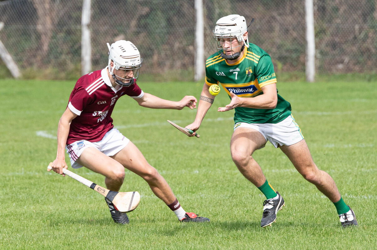Max O'Leary, another of Cloughduv's young starlets, in action against Argideen Rangers' Charlie Twomey in the Co-op SuperStores Premier JHC quarter-final in Ballygarvan. Picture: Howard Crowdy
