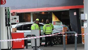 Emergency services respond to car smashing into Limerick filling station
