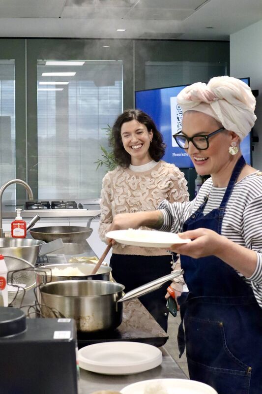 Ailís with Orla McAndrew at a zero waste food demo. Picture: Emma Coffey 