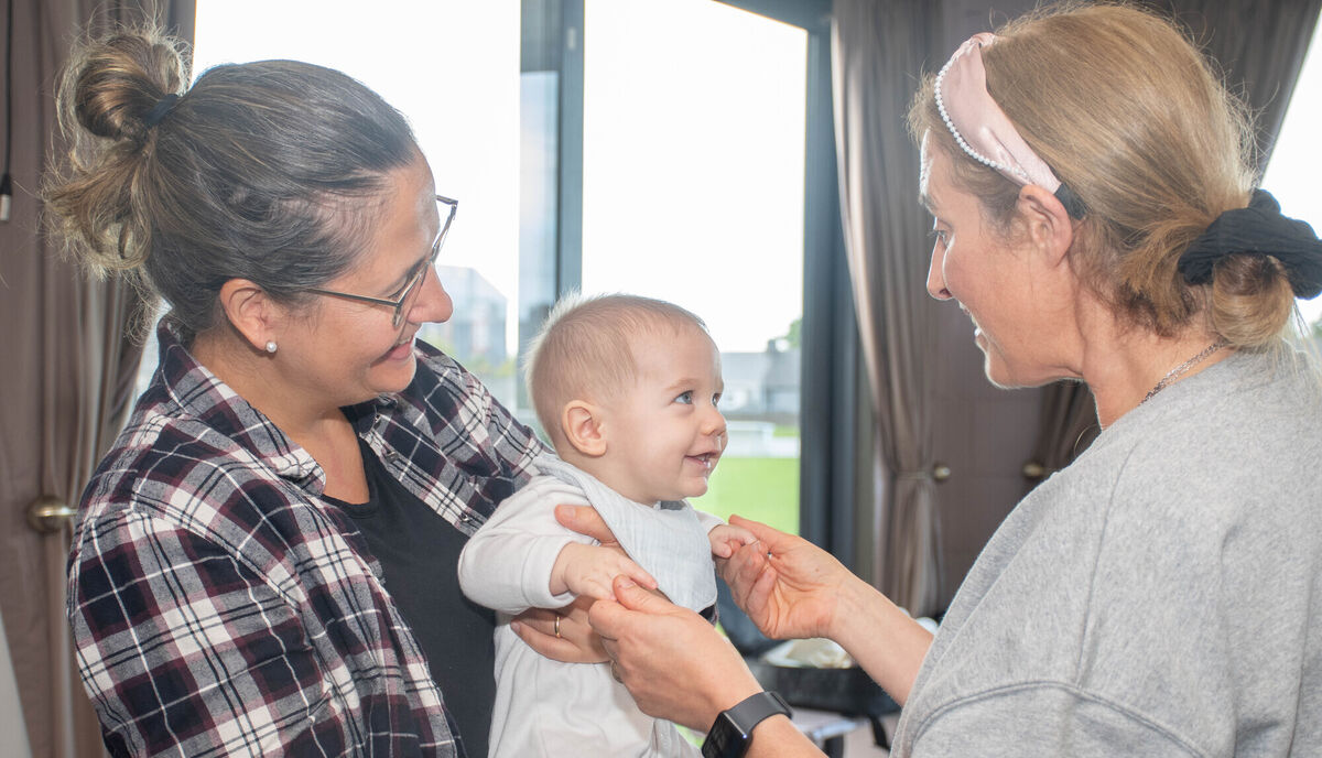 Anglea Murphy, PHN, pictured with Victoria and baby Tomas Firpo at a recent Midleton Breastfeeding Support Group meeting. Picture: Howard Crowdy