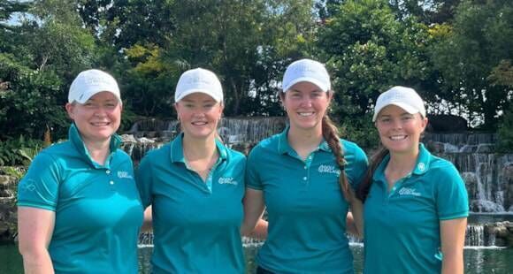 SINGAPORE BOUND: (L to R) Gillian O'Leary, Emma Fleming, Áine Donegan and Beth Coulter in Singapore this week. Pic: Golf Ireland