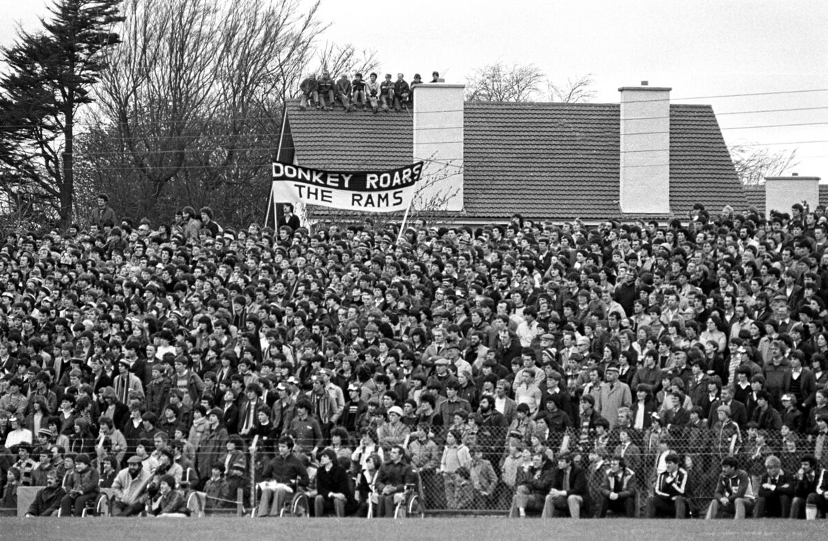 A section of the huge crowd at the Cobh Ramblers v. Sligo Rovers F.A.I. Cup Semi-Final second replay at Flower Lodge. A section of the huge crowd at the Cobh Ramblers v. Sligo Rovers F.A.I. Cup Semi-Final second replay at Flower Lodge.