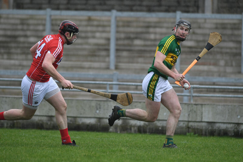 Bryan Murphy in action for Kerry against Cork's Ian Cahill in the 2018 Co-op SuperStores Munster Hurling League game at Austin Stack Park in Tralee. Picture: Domnick Walsh