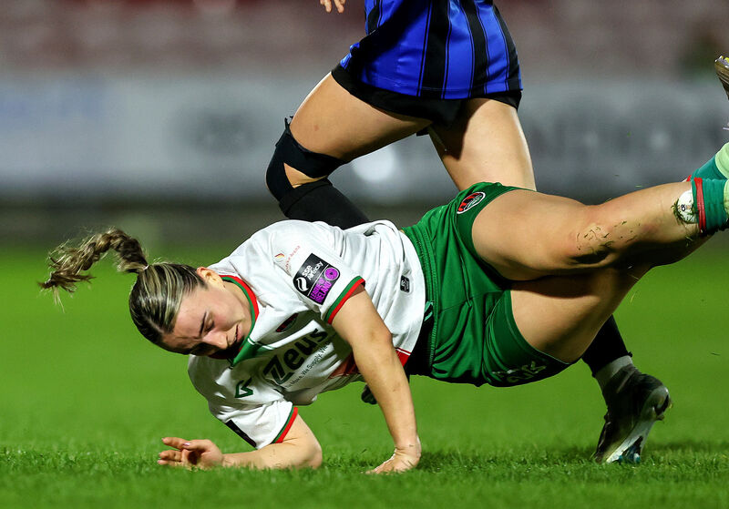 Lauren Homan is fouled against Athlone. Picture: INPHO/Tom O’Hanlon
