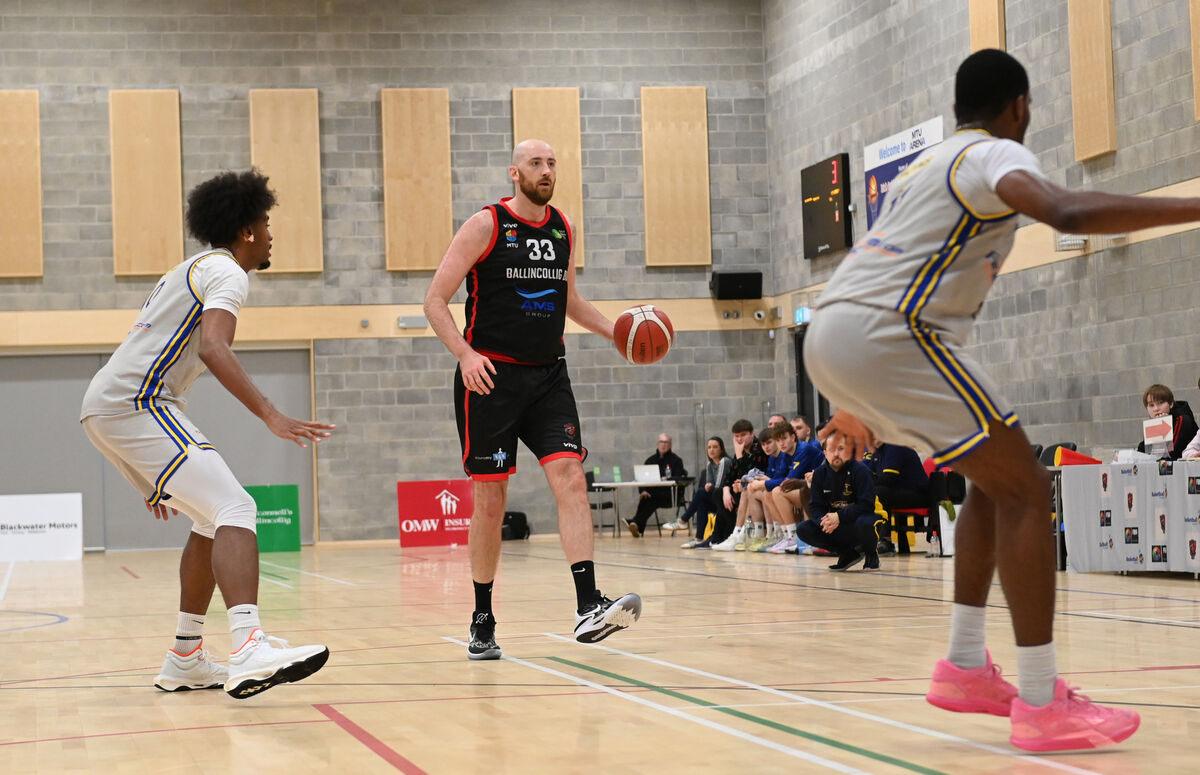  Keelan Cairns looks for passing options for Irish Guidedogs Ballincollig @MTU against Flexachem KCYMS at the MTU Arena. Picture: Larry Cummins