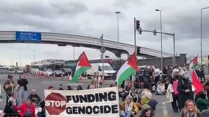 Gaza aid flotilla: Pro-Palestine protestors block Dublin Port entrance