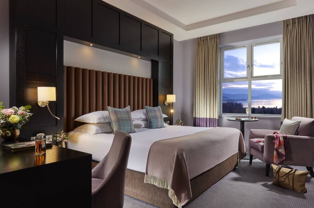 A standard bedroom at Radisson Blu Hotel &amp; Spa, Sligo, with an expansive view of the surrounds. 