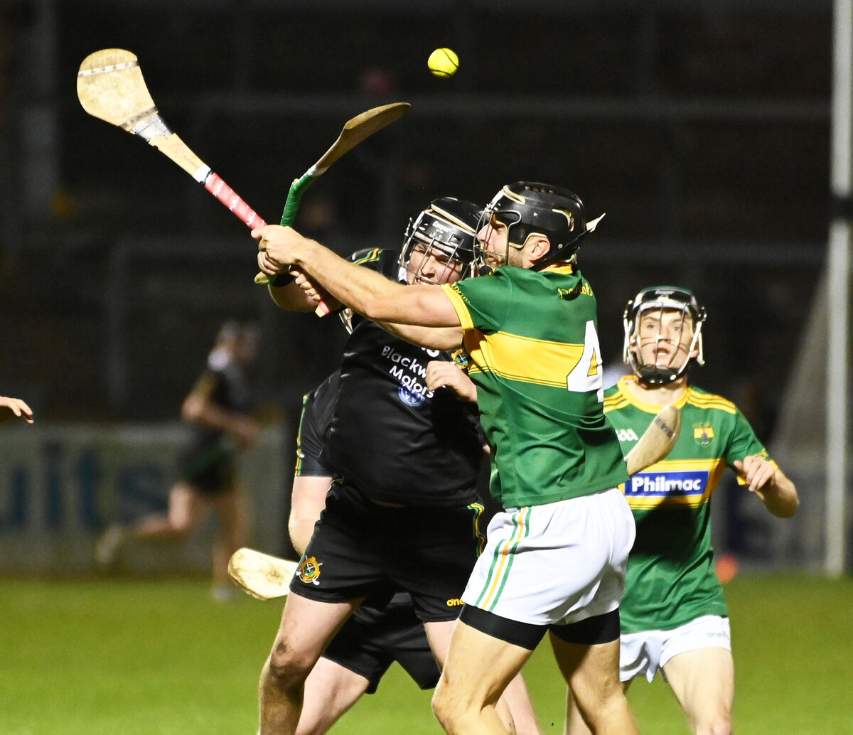 Glen Rovers' Glen Kennefick breaks his hurley in a clash with Cloughduv's Liam Kelleher. Picture: Eddie O'Hare