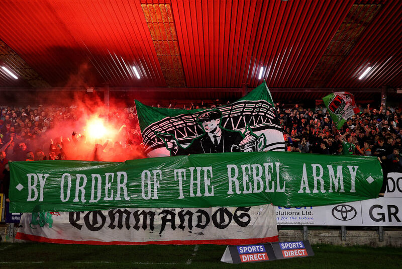 Cork City supporters in the Shed End before the game. Picture: ©Inpho/Ryan Byrne