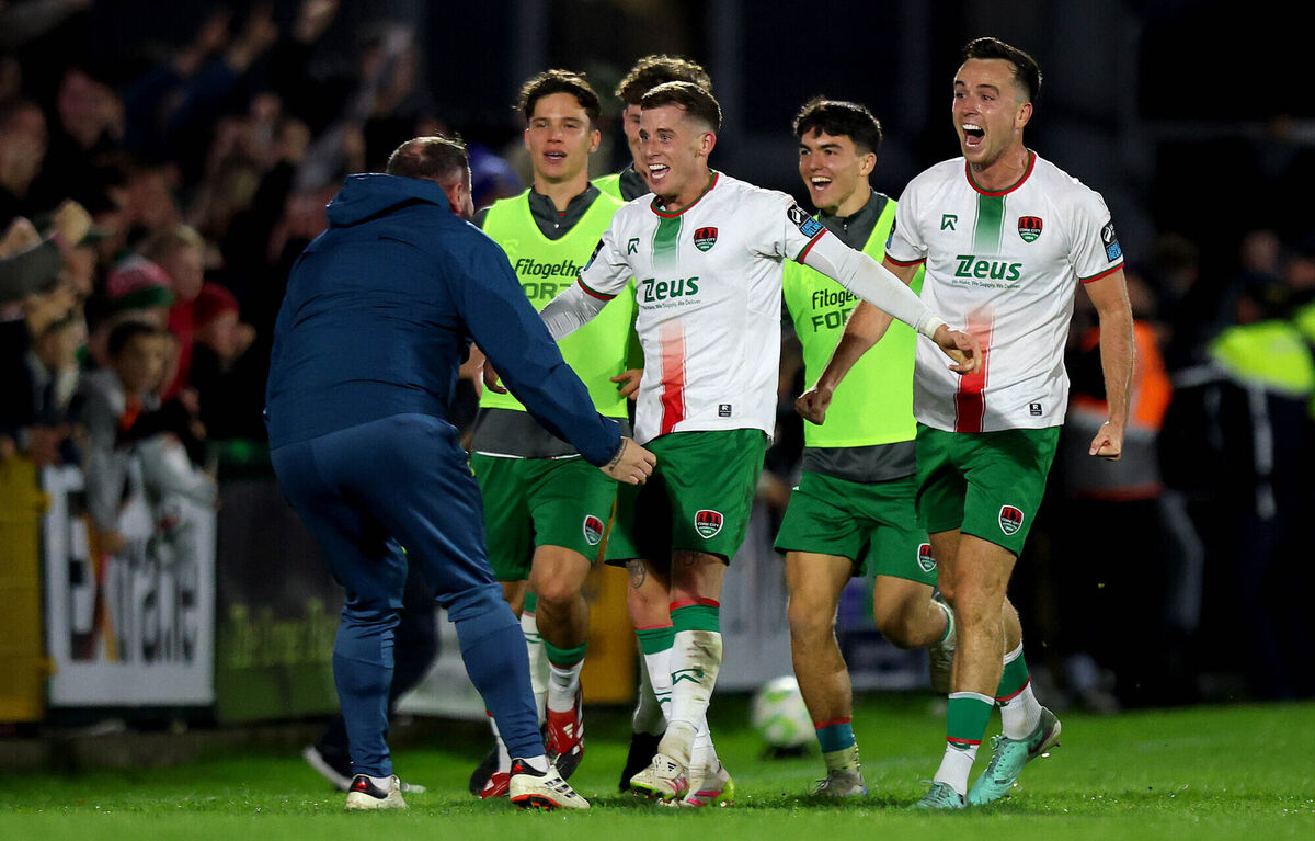 Evan McLaughlin celebrates scoring Cork City's third goal of the game. Picture: ©Inpho/Ryan Byrne