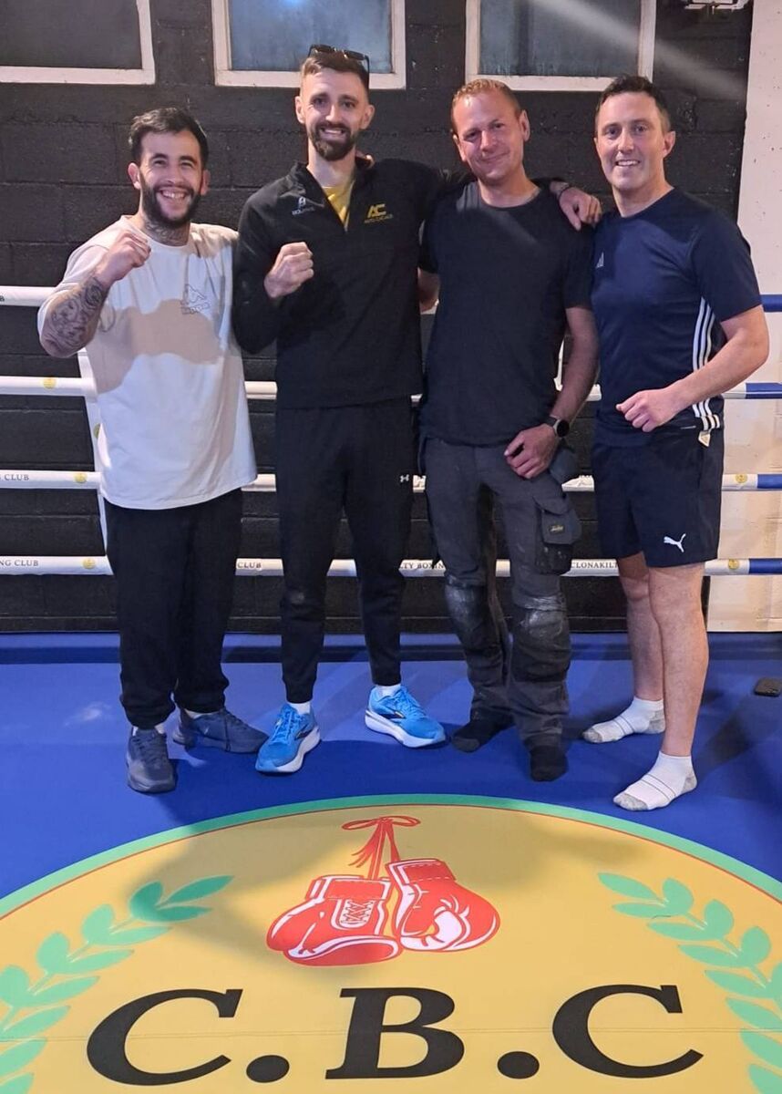 L to R: Clonakilty Boxing Club's Raul Tarido, club coach, Conor Gallagher, chairperson, Eamonn Twomey, Member, and Shane Field, secretary 