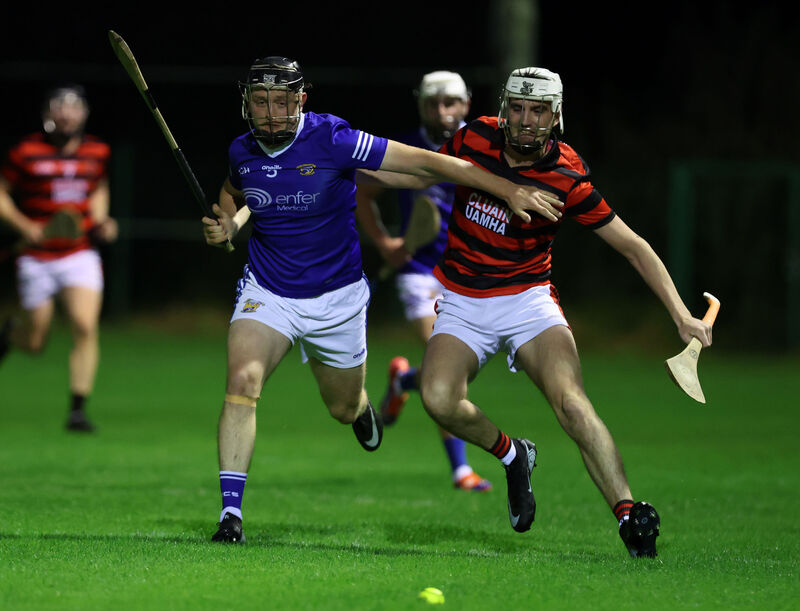  James O'Callaghan of Ballinhassig and Noel Cahill of Cloyne in action. Picture: Jim Coughlan