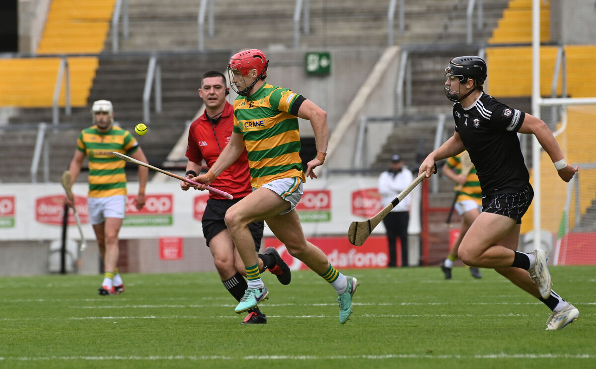  Alan Connolly, Blackrock bursting past Tadgh O'Leary Hayes, Midleton. Picture: Dan Linehan