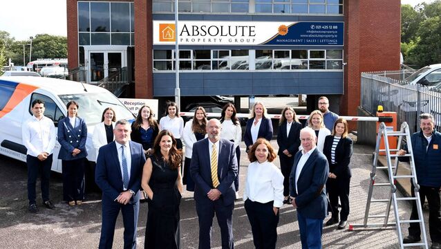 <p>The staff at Absolute Property outside their premises in Bishopstown. Pictures by: Larry Cummins </p>