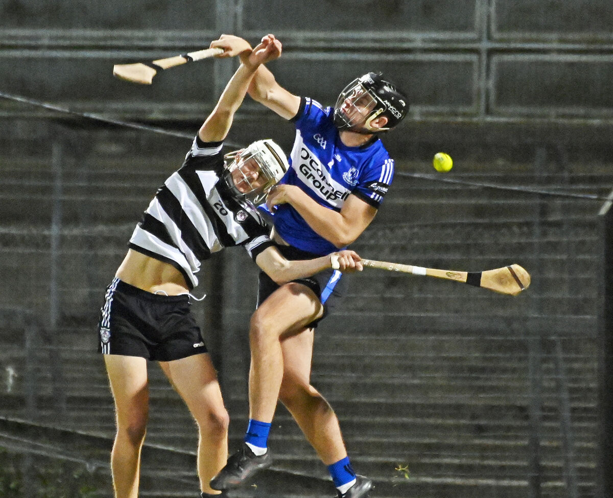 Sarsfields' Tom O'Flynn and Midleton's Shane O'Mahony battle for aerial supremacy. Picture: Eddie O'Hare Sarsfields' Tom O'Flynn and Midleton's Shane O'Mahony battle for aerial supremacy. Picture: Eddie O'Hare