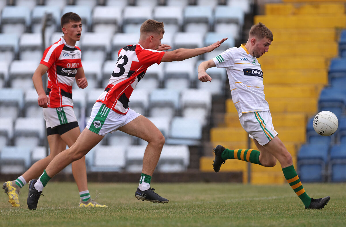  St Michael's Adam Hennessy and David O'Leary of Ballincollig in action this year. Picture: Jim Coughlan