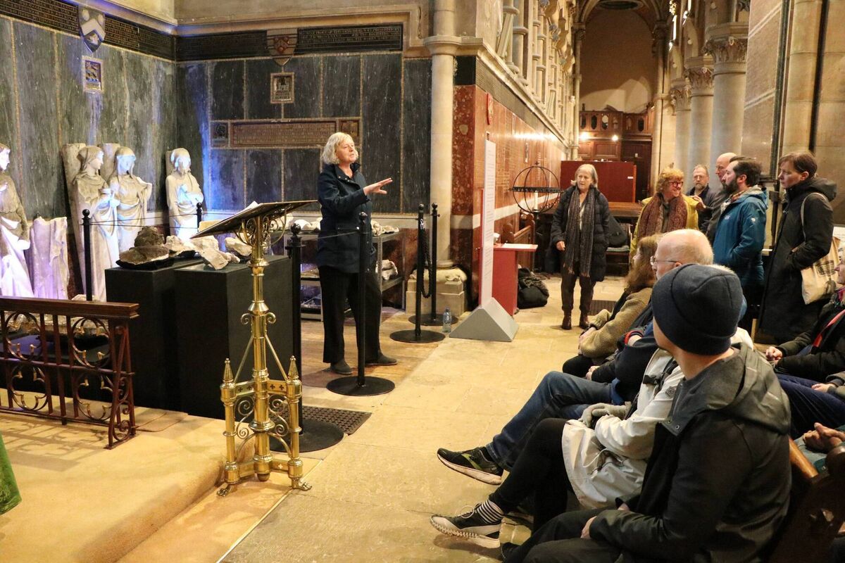 Orla delivering a talk at the Cathedral. Orla delivering a talk at the Cathedral.