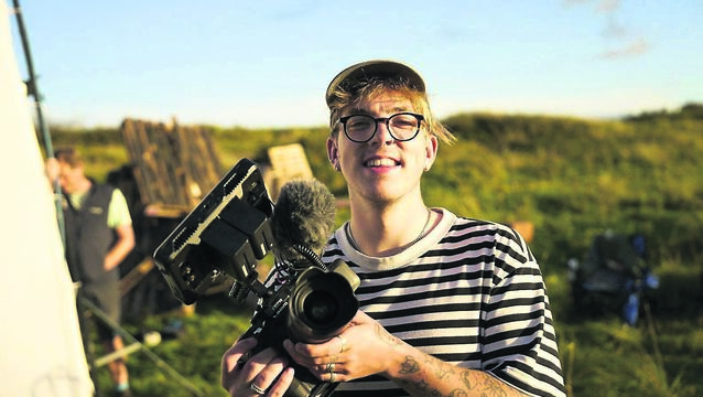 <p>Seán Downey on the set of Christy. “It was an incredible learning</p>