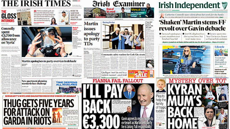 What the papers say: Thursday's front pages What the papers say: Thursday's front pages