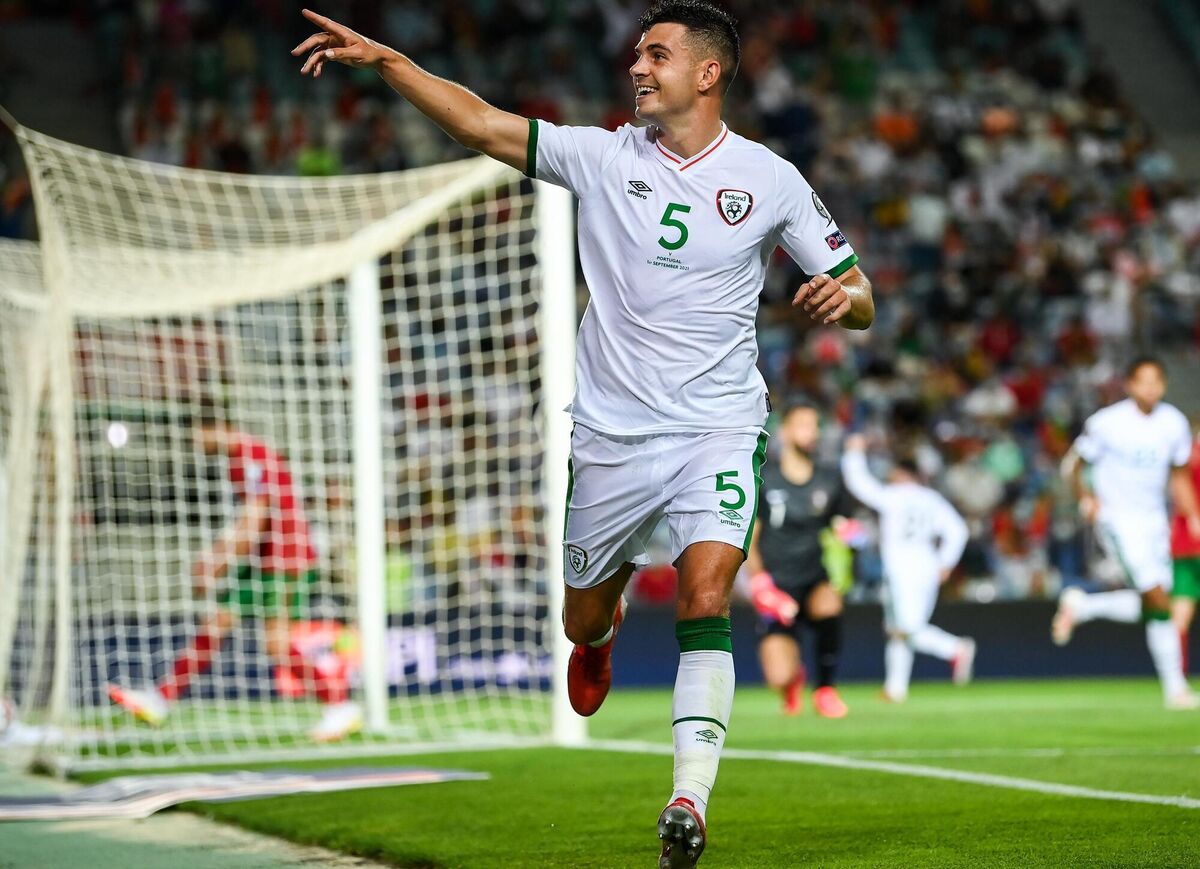 Ireland's John Egan celebrates after scoring against Portugal during the FIFA World Cup 2022 qualifying group A match at Estádio Algarve in Faro, Portugal in 2021. Picture: Stephen McCarthy/Sportsfile Ireland's John Egan celebrates after scoring against Portugal during the FIFA World Cup 2022 qualifying group A match at Estádio Algarve in Faro, Portugal in 2021. Picture: Stephen McCarthy/Sportsfile