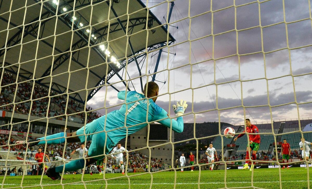 Ireland goalkeeper Gavin Bazunu saves a penalty from Portugal's Cristiano Ronaldo during the FIFA World Cup 2022 qualifying group A match at Estádio Algarve in Faro, Portugal in 2021. Picture: Seb Daly/Sportsfile Ireland goalkeeper Gavin Bazunu saves a penalty from Portugal's Cristiano Ronaldo during the FIFA World Cup 2022 qualifying group A match at Estádio Algarve in Faro, Portugal in 2021. Picture: Seb Daly/Sportsfile