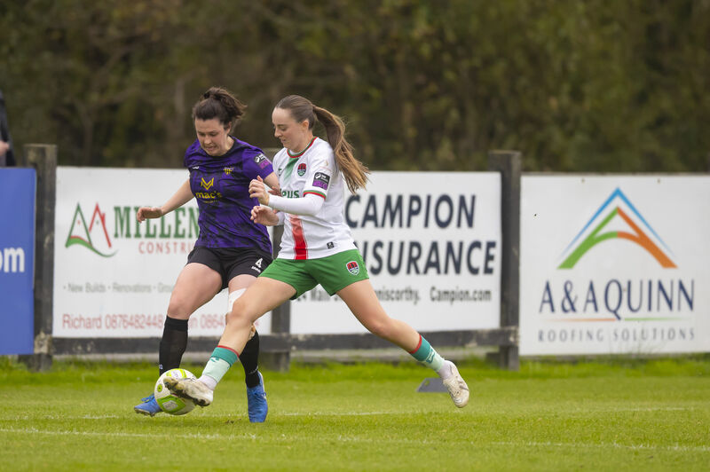 Wexford's Della Doherty is tackled by Cork City's Heidi Mackin. Picture: Patrick Browne