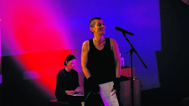 <p class="contextmenu internal_Caption">Nell Korben - graduate of UCC’s own Creative Writing Master’s Programme - at the first Let Me Tell You Something (LMTYS) event last month. </p>