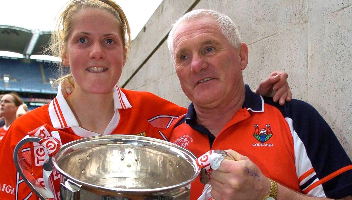 Cork captain Juliette Murphy with coach Eamonn Ryan after victory. TG4 Ladies All-Ireland Senior Football Championship Final, Galway v Cork, Croke Park, Dublin. Picture credit: Damien Eagers / SPORTSFILE