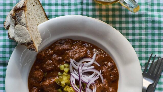 <p>Evie Harbury’s beef goulash. Picture: Ola O. Smit 2025/PA </p>