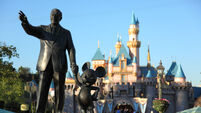 Walt Disney and Mickey Mouse statue at Disneyland California. Image shot 2009. Exact date unknown.