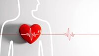 A red heart and a line wave drawing a Charity donation linear symbol