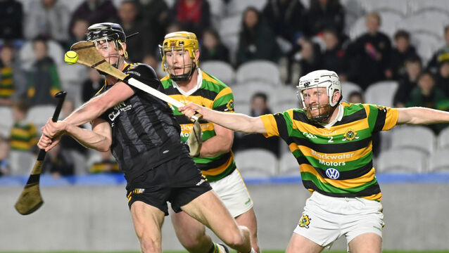<p>Kilbrittain's Mark Hickey shoots from Glen Rovers' David Dunlea during the Co-Op Superstores Cork Premier JHC final at SuperValu Páirc Uí Chaoimh. Picture: Eddie O'Hare</p>