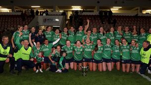 <p> Ballincollig celebrate their win over Ballygarvan at MTU Stadium. Picture: Jim Coughlan.</p>