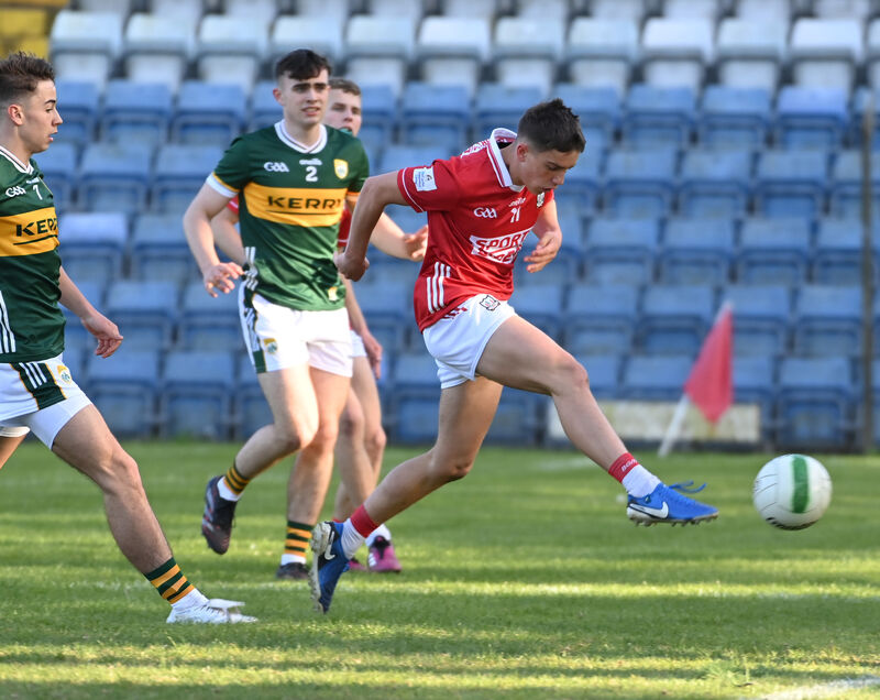 Cork's Donagh Flynn hammers home his goal against Kerry during the Electric Ireland Munster MFC quarter-final this year. Flynn will be a key player for Hamilton High School Bandon. Picture: Eddie O'Hare Cork's Donagh Flynn hammers home his goal against Kerry during the Electric Ireland Munster MFC quarter-final this year. Flynn will be a key player for Hamilton High School Bandon. Picture: Eddie O'Hare