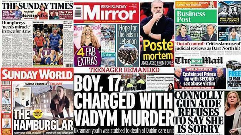 What the papers say: Sunday's front pages What the papers say: Sunday's front pages