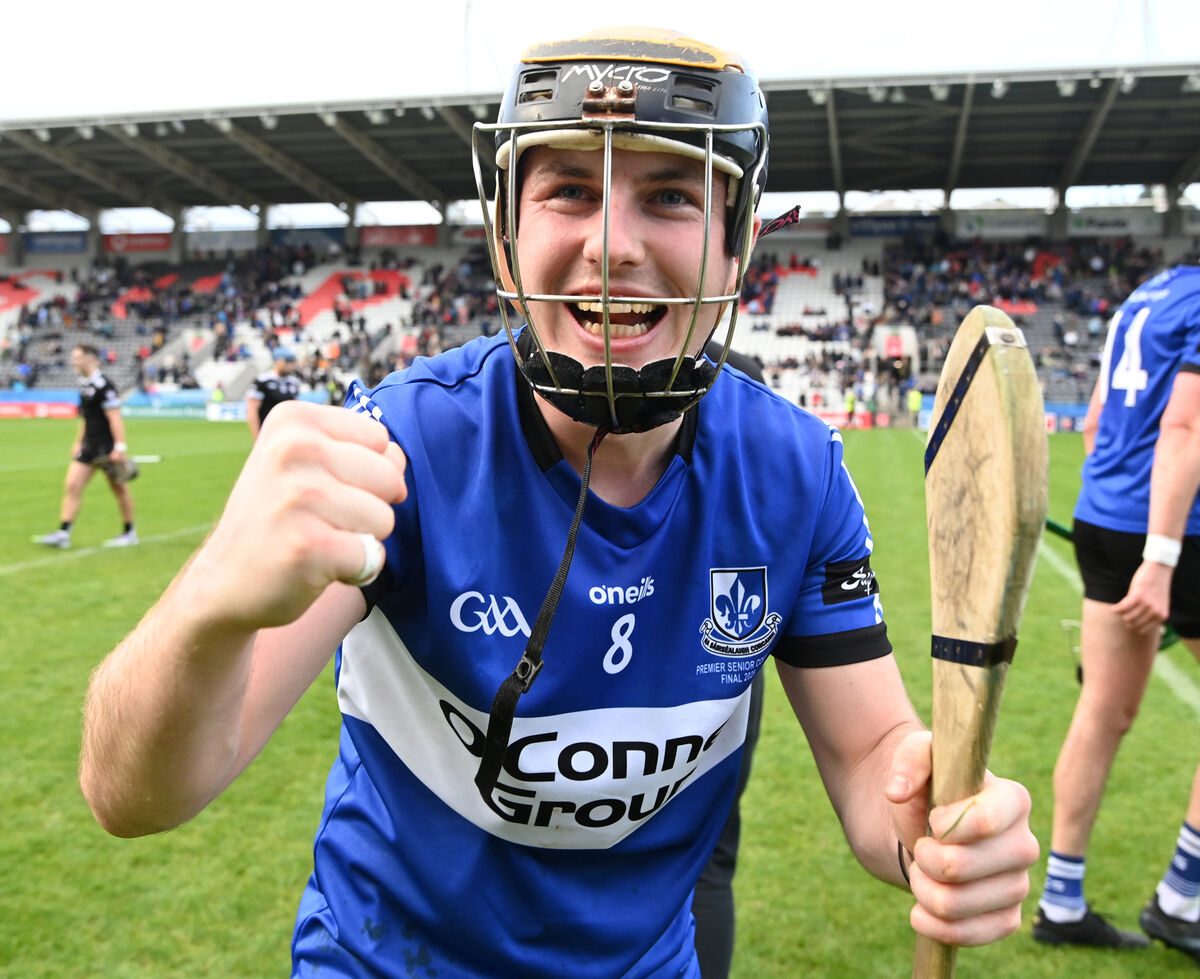 Sarsfields' Daniel Hogan celebrates the win over Midleton in the Co-Op Superstores Premier SHC final at SuperValu Páirc Uí Chaoimh . Picture; Eddie O'Hare