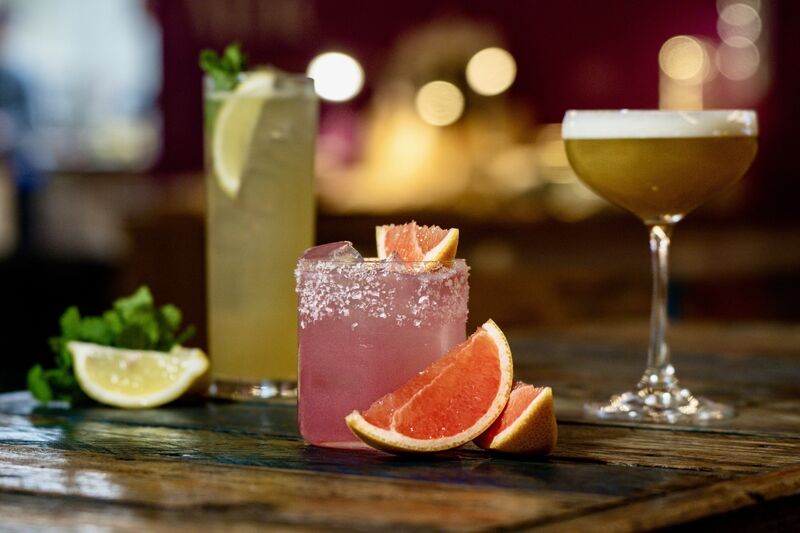 A trio of zero alcohol cocktails — the Highball Split, Palo.oma and PJ Martini — from the Saor menu. Picture Chani Anderson.